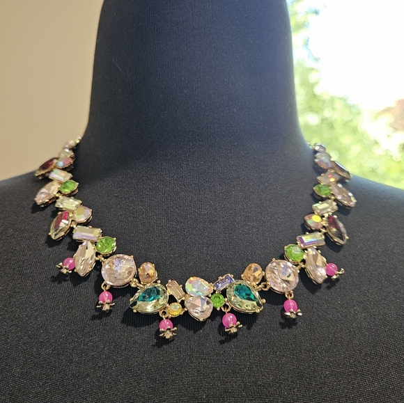 Betsey Johnson Jewelry - Betsey Johnson Surreal Forest Shakey Flower Collar Necklace Multi Crystals NWT